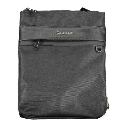 Calvin Klein Svart Polyester Axelväska med Justerbar Rem Black, Herr