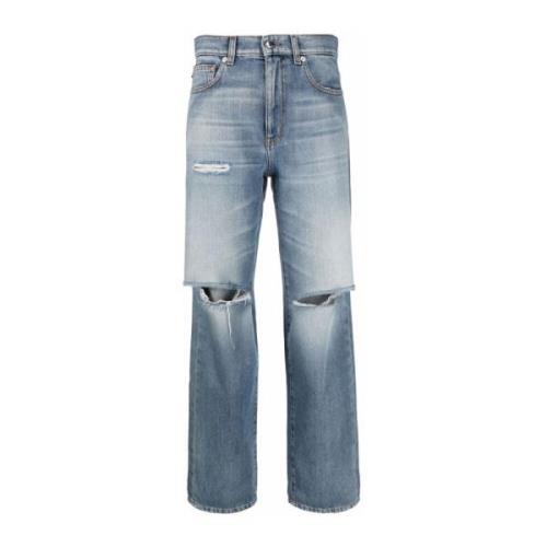 Love Moschino Blå Straight Jeans Casual Stil Blue, Dam