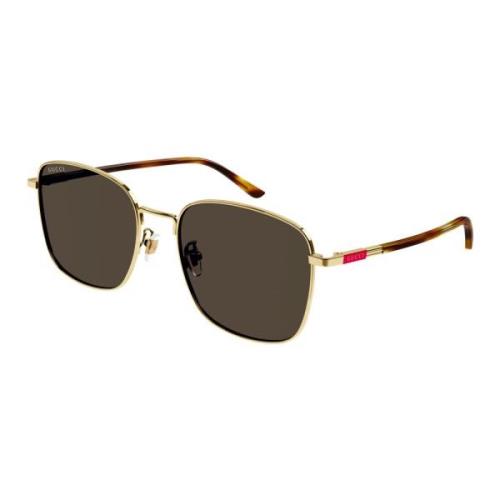 Gucci Gold/Havana Sunglasses Brown, Herr