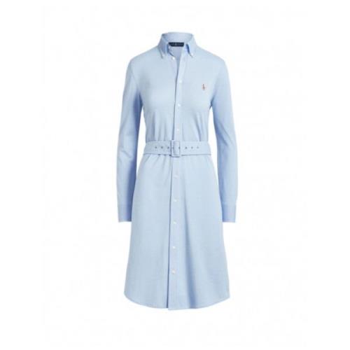 Polo Ralph Lauren Bomull Piqué Skjortklänning Blue, Dam