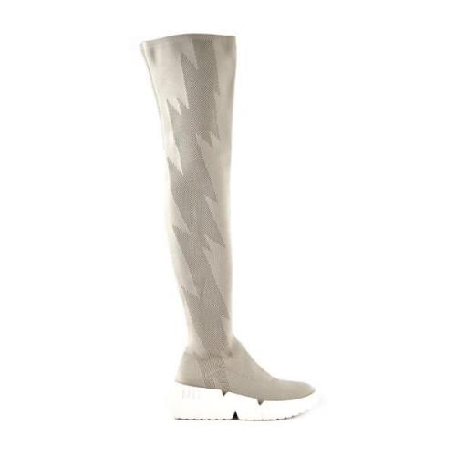 United Nude Over-knee Boots Beige, Dam