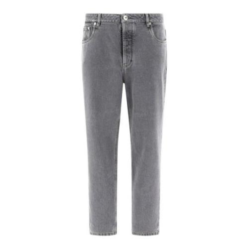 Brunello Cucinelli Grayscale Straight Denim Jeans Gray, Herr