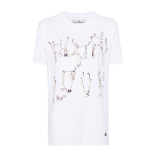 Vivienne Westwood Kedja Tryck Klassisk T-shirt White, Dam