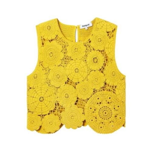 Desigual Sleeveless Knitwear Yellow, Dam