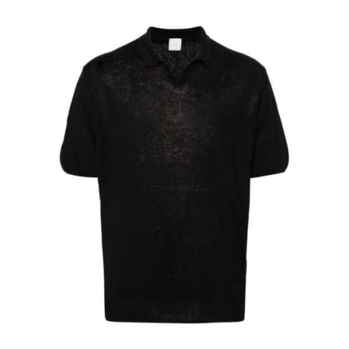 120% Lino Polo Shirts Black, Herr