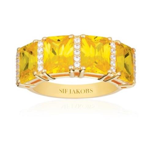 Sif Jakobs Jewellery Guldpläterad silverring med zirkonstenar Yellow, ...