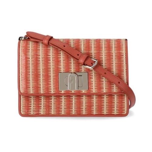 Furla Mini Raffia Orange Crossbody Väska Multicolor, Dam