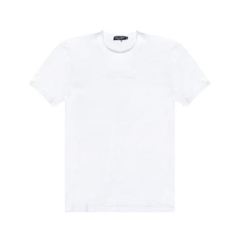 Dolce & Gabbana Vit Broderad Signatur T-shirt White, Herr