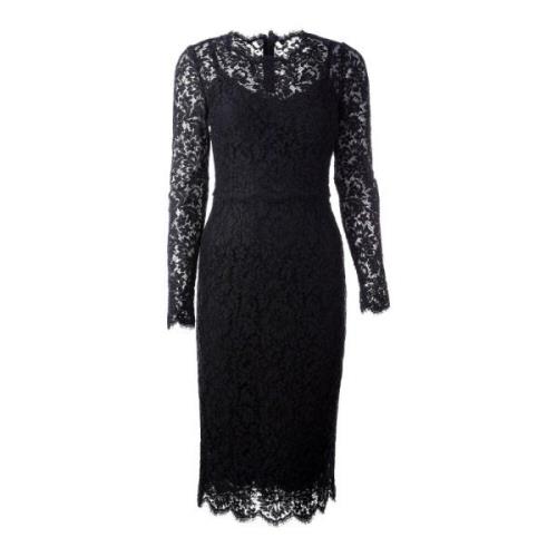 Dolce & Gabbana Kvinnors Elegant Spets Maxi Klänning Black, Dam