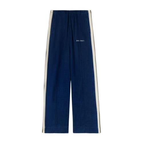 Palm Angels Wide Trousers Blue, Dam