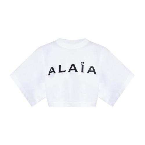 Alaïa T-shirt med logotyp White, Dam