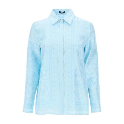 Versace Casual Button-Up Skjorta Blue, Dam