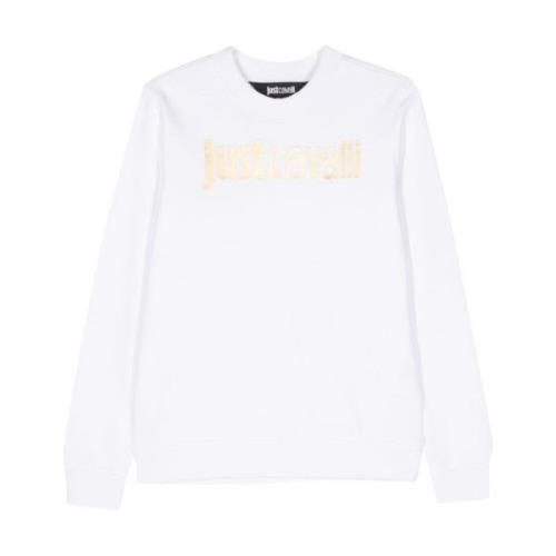 Just Cavalli Vita Bomullsfleece Sweaters White, Dam