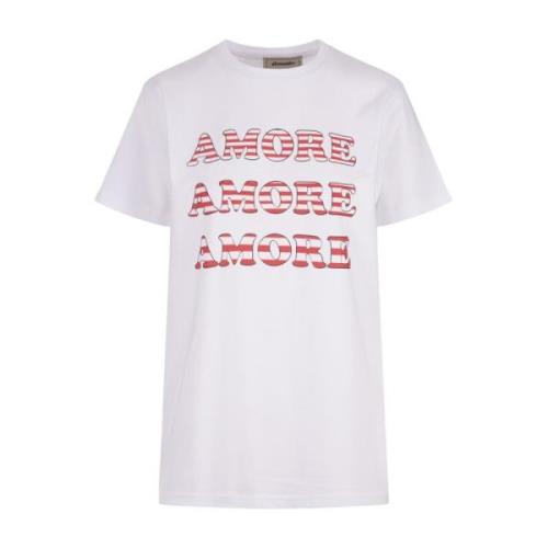 Alessandro Enriquez Amore Print Vit Bomull T-shirt White, Dam