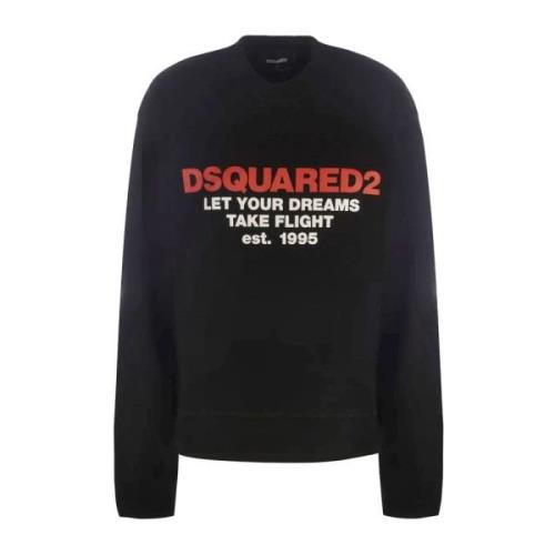 Dsquared2 Svart Regular Fit Sweatshirt Black, Dam