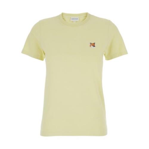 Maison Kitsuné Modig Rävhuvud Patch T-shirt Yellow, Dam