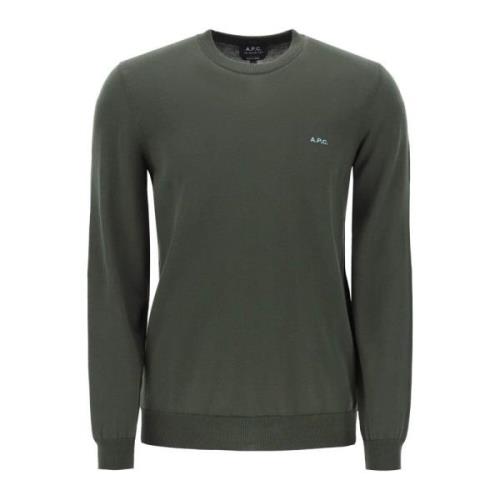 A.p.c. Mayeul Bomull Crewneck Pullover Green, Herr