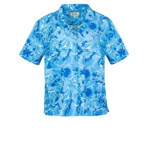 Jaaf Oversized Tshirt med korta ärmar och Pool Water Print Blue, Dam