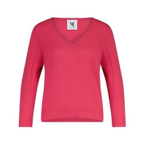 Van Kukil V-neck Knitwear Pink, Dam