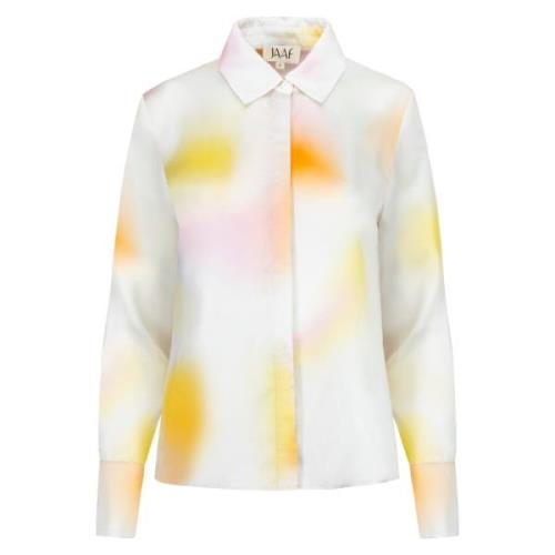 Jaaf Avslappnad Blus med Aura Light Print White, Dam