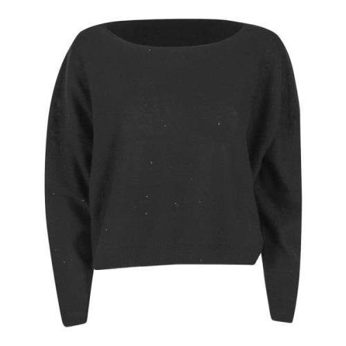 LU REN Round-neck Knitwear Black, Dam