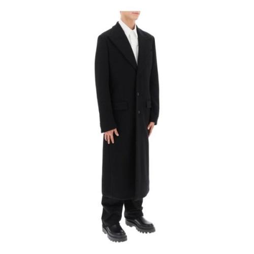 Dolce & Gabbana Slim Fit Techno-Wool Deconstructed Coat Black, Herr