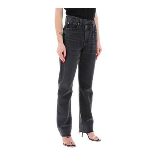 Agolde Straight Jeans Black, Dam