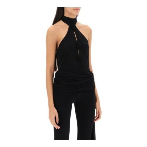 Magda Butrym Rose Halterneck Bodysuit Black, Dam