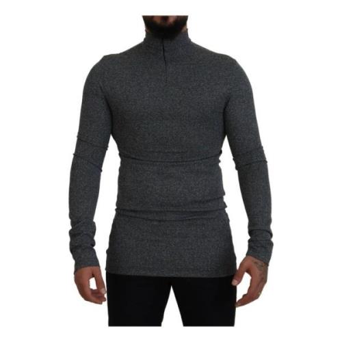 Dolce & Gabbana Mörkgrå Logo Pullover Sweater Gray, Herr
