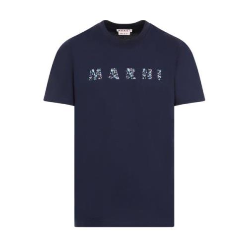 Marni Bomull T-shirt Flb99 Blublack Blue, Herr