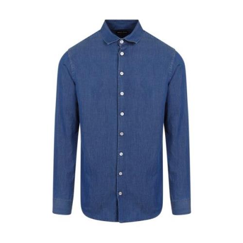 Giorgio Armani Denim Medium Blå Skjorta Blue, Herr