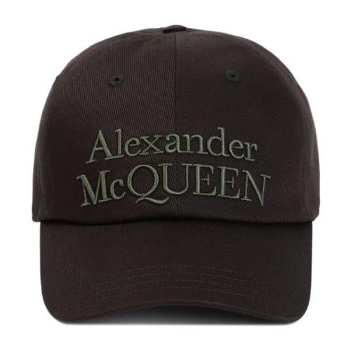 Alexander McQueen Staplad Hatt Svart Khaki Brown, Herr