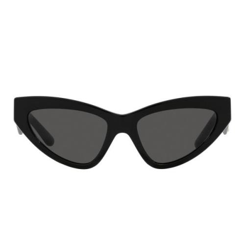 Dolce & Gabbana Cat-Eye Solglasögon med Mörkgrå Linser Black, Unisex