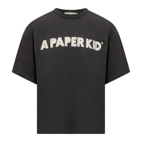 A Paper Kid Svart Logo T-shirt Black, Herr