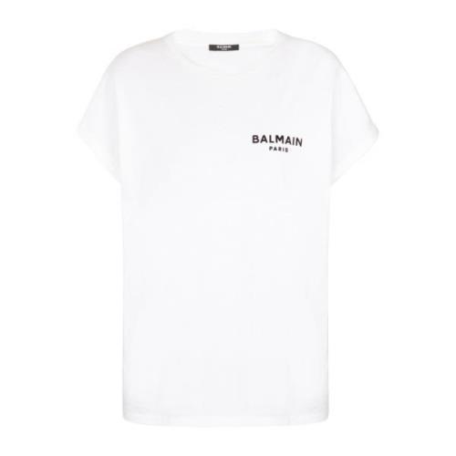 Balmain Flockad T-shirt White, Dam