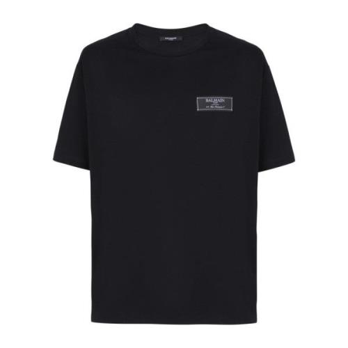 Balmain T-shirt med Pierre-etikett Black, Herr