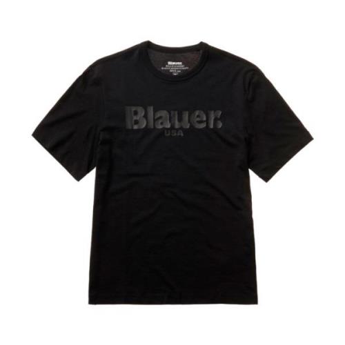 Blauer Klassisk Bomull Jersey T-shirt Black, Herr