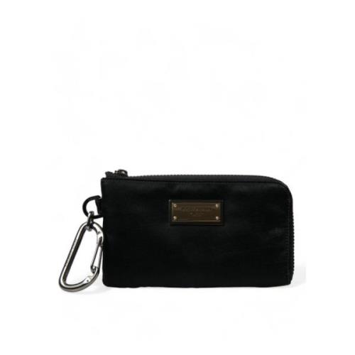 Dolce & Gabbana Lyxig Svart Nylon & Läder Logopåse Black, Dam