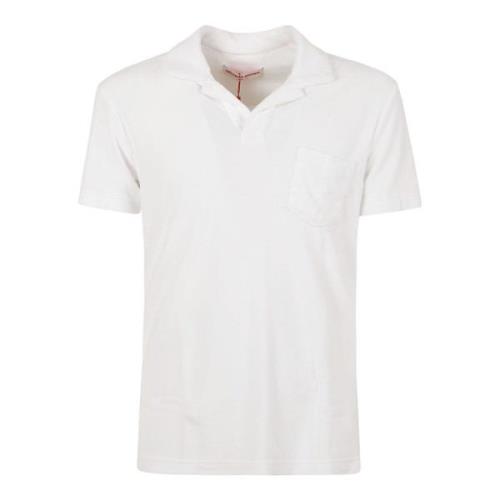 Orlebar Brown Vit Terry Cotton Polo Shirt White, Herr