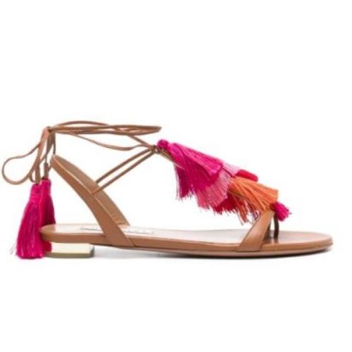 Aquazzura Tassel Platta Sandaler för Kvinnor Multicolor, Dam