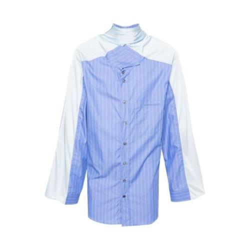 Y/Project Blå Pinstripad Skjorta med Halsduk Detaljer Blue, Herr
