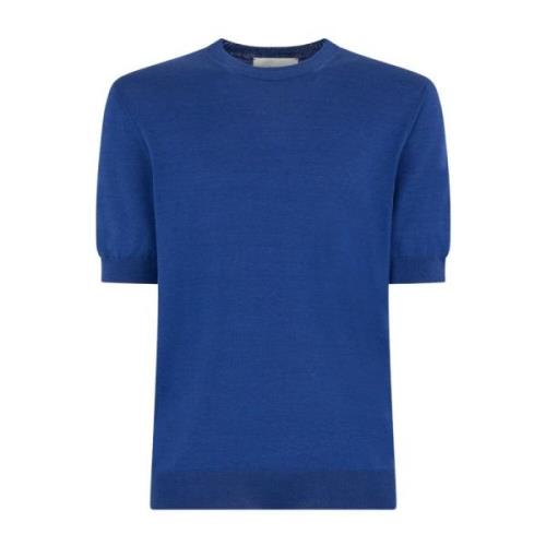 Ballantyne Silke Bomull T-Shirt Elegant Design Regular Fit Blue, Herr