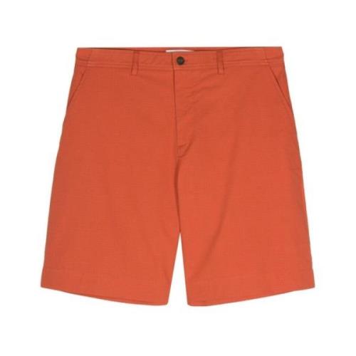 Maison Kitsuné Ripstop Textur Bränd Orange Shorts Orange, Herr