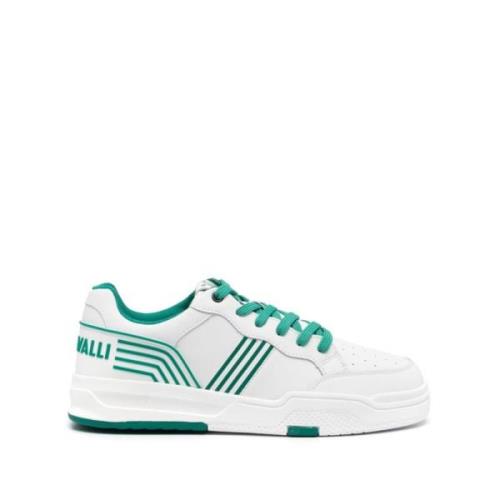 Just Cavalli Vita Läder Sneakers med Stripe Multicolor, Herr