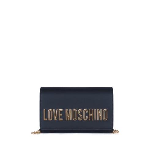 Love Moschino Svart axelväska i ekoskinn med metallmärkeslogotyp Black...