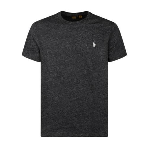 Ralph Lauren Mörkgrå Bomullst-shirt med Logotyp Gray, Herr