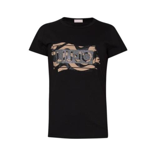 Liu Jo Avslappnad Bomull T-shirt Black, Dam