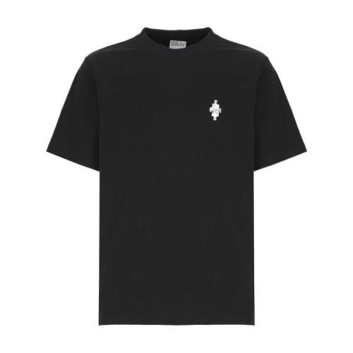 Marcelo Burlon Svart T-shirt med tryckta logotyper Black, Herr