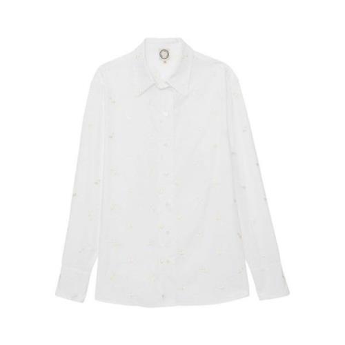Ines De La Fressange Paris Broderad vit skjorta, tidlös stil White, Da...