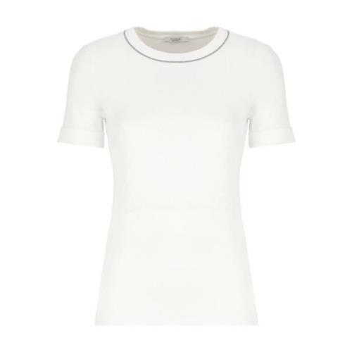 Peserico Vit Bomullst-shirt med Rund Hals White, Dam